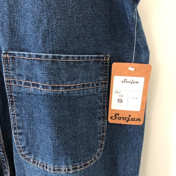 Soojun Women's Baggy Denim Bib Overalls Size S - Picture 10 of 13
